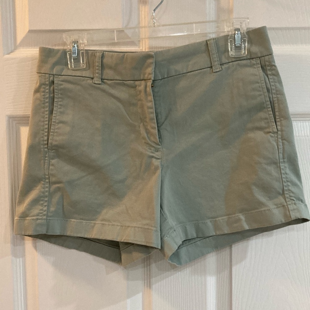 J. Crew Light Green Twill Shorts with Tailored Fit